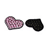 Heart Hotfix Glass Rhinestone with Cloth Patches PATC-T002-02C-2