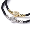 Heart Adjustable Brass Nylon Thread Braided Bracelets BJEW-JB04986-02-2