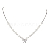 Bowknot Brass Micro Pave Cubic Zirconia Pendant Necklaces NJEW-JN04908-1