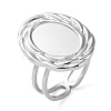 Non-Tarnish 304 Stainless Steel Open Cuff Ring Components X-STAS-Q308-05P-1