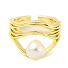 Natural Pearl Open Cuff Ring RJEW-H220-21G-2