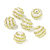 Striped Resin Rhinestone Beads OACR-A037-01G-1