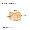 304 Stainless Steel with Natural Rose Quartz Cuff Open Rings WGD4E42-02-1