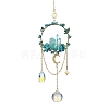 Synthetic Turquoise & Dyed Natural Quartz Crystal with Glass Pendant Decorations HJEW-TA00123-01-1