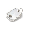 Brass Pave Natural White Shell Hollow Heart Rectangle Charms with Jump Rings KK-S522-16P-2