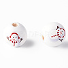 Painted Natural Wood Round Beads WOOD-N006-181-3