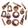 Walnut Wood & Transparent Resin & Gold Foil Pendants WD-CBA583A-07-1