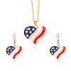 Independence Day Zinc Alloy Enamel & Rhinestone Pendant Necklaces & Dangle Earrings Sets FS-WG64DB3-01-1