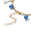 Alloy Enamel & Glass Pearl Charm Bracelet with 304 Stainless Steel Chains for Women BJEW-JB08707-02-6