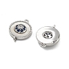 Brass Micro Pave Blue Cubic Zirconia and Shell Connector Pendants KK-B129-17P-2