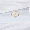 1Pc Brass Micro Pave Clear Cubic Zirconia Open Cuff Rings for Women RJEW-LP0002-37A-3