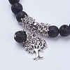 Natural Lava Rock Stretch Charm Bracelets BJEW-JB03478-01-2