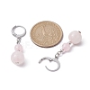 Round Natural Rose Quartz Dangle Earrings EJEW-JE05536-02-2