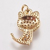 Brass Micro Pave Cubic Zirconia Kitten Charms ZIRC-E147-42G-2