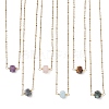 Natural Mixed Stone Faceted Nuggets Pendant 304 Stainless Steel Satellite Chain Necklaces NJEW-JN06025-2