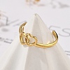 Heart 304 Stainless Steel Open Cuff Rings RJEW-R014-03G-01-2