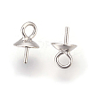 925 Sterling Silver Cup Pearl Bail Pin Pendants STER-P045-01P-4mm-2