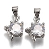 Brass Micro Pave Clear Cubic Zirconia Pendants ZIRC-Z013-06P-1