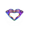 Ion Plating(IP) Rainbow Color 304 Stainless Steel Heart Gesture Open Cuff Ring for Women RJEW-S405-260M-2