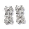 Rack Plating Brass Micro Pave Clear Cubic Zirconia Fold Over Clasps KK-G448-03P-1