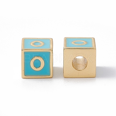 Rack Plating Brass Enamel Beads KK-B060-04G-06O-1