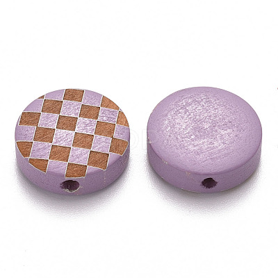 Painted Natural Wood Beads WOOD-N006-04D-1