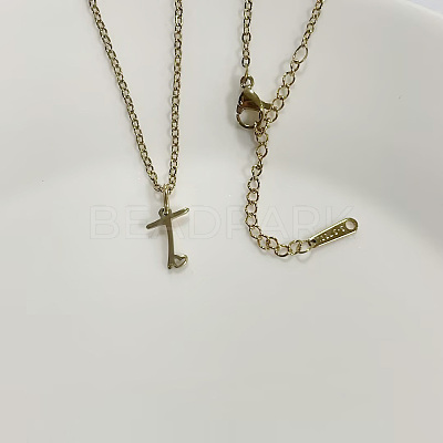 304 Stainless Steel Letter Pendant Necklaces NJEW-WH0027-04T-G-NR-1