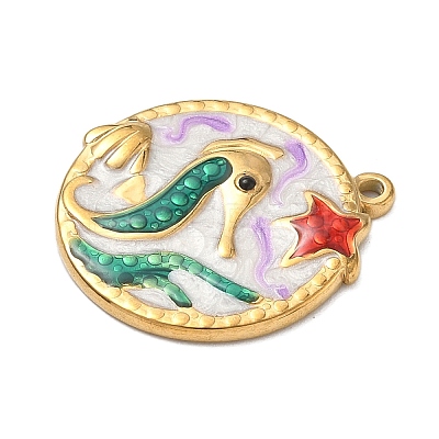 304 Stainless Steel Enamel Pendants STAS-A092-01A-G-1