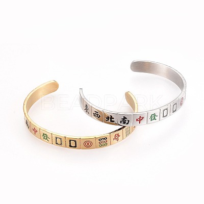 304 Stainless Steel Cuff Bangles BJEW-E371-01-1
