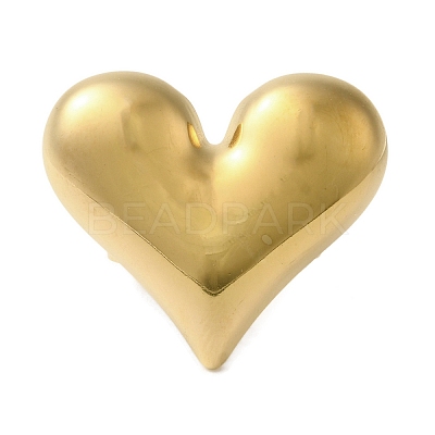 Ion Plating(IP) 304 Stainless Steel Heart Open Cuff Rings for Women RJEW-Z053-06G-1