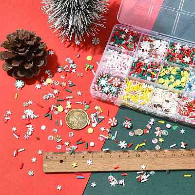 128G Christmas Theme Handmade Polymer Clay Cabochons CLAY-FS0001-51-1
