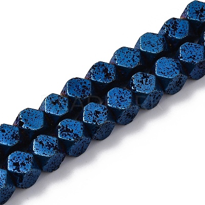Electroplated Natural Lava Rock Beads Strands G-A256-C01-01F-1