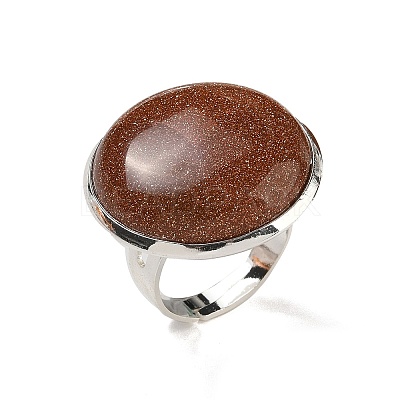 Synthetic Goldstone Round Adjustable Rings RJEW-K371-09S-19-1