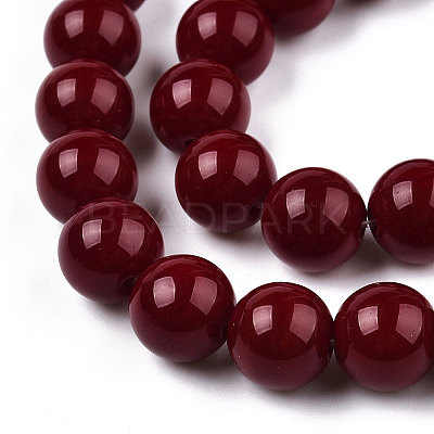 Opaque Solid Color Glass Beads Strands GLAA-T032-P10mm-05-1