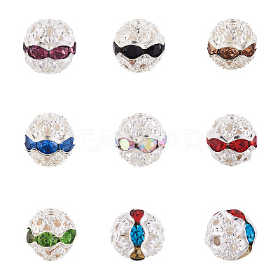 200Pcs 10 Colors Alloy Rhinestone Beads FIND-CW0001-09-1