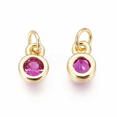 Brass with Single Cubic Zirconia Charms ZIRC-F095-03G-04-1
