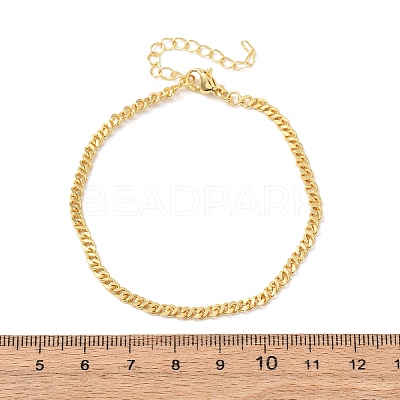 Brass Curb Chain Bracelets for Women BJEW-C140-14G-1