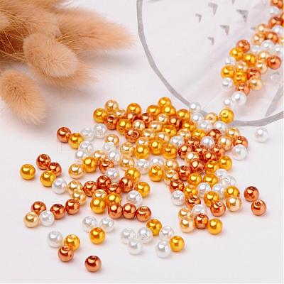 Caramel Mix Pearlized Glass Pearl Beads HY-X006-6mm-02-1