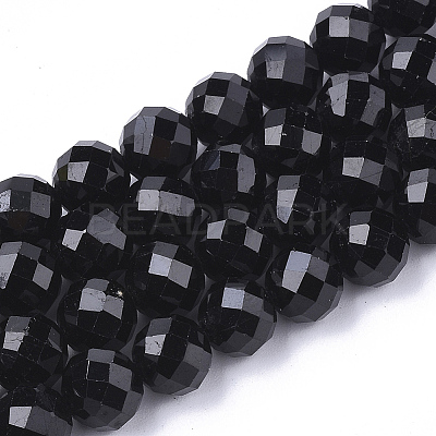 Natural Black Tourmaline Beads Strands G-S345-8mm-002-1