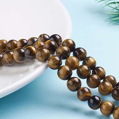 Round Tiger Eye Beads Strands X-Z0RQT013-1