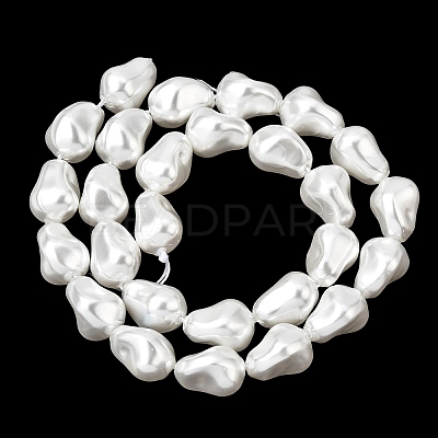 Electroplated Glass Shell Pearl Beads Strands BSHE-B009-B01-10x15mm-1
