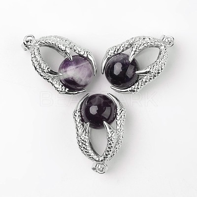 Eagle Claw Alloy Amethyst Pendants G-L455-A13-1