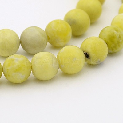 Natural Lemon Jade Round Bead Strands G-P070-36-6mm-1