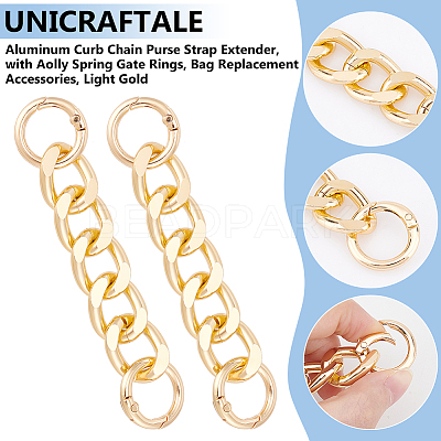 2Pcs Aluminum Curb Chain Purse Strap Extender FIND-UN0003-04A-LG-1