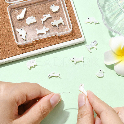 14Pcs 7 Styles Animal Theme Natural White Shell Beads Sets FIND-CJ0004-74-1