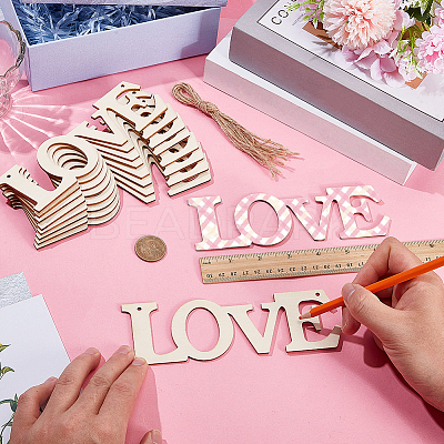 10Pcs DIY Mother's Day Unfinished Wood Word Love Pendants DIY-SP0006-79-1