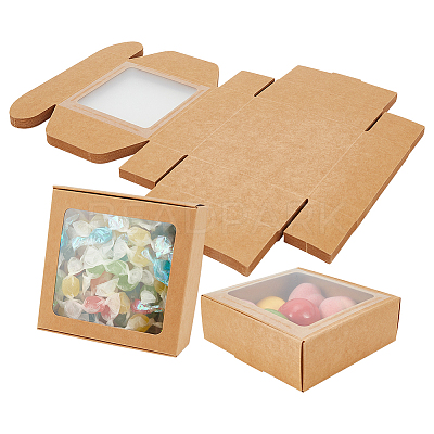Square Foldable Creative Kraft Paper Box CON-WH0089-20C-1