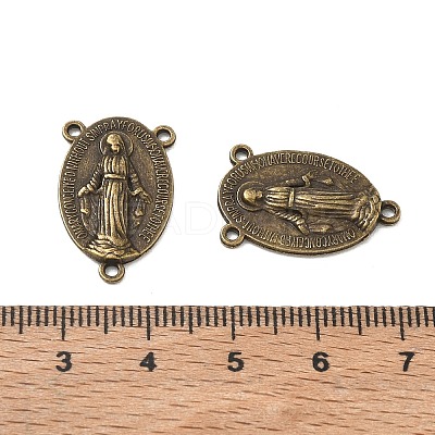 Holy Oval Carved Virgin Mary Tibetan Style Alloy Chandelier Component Links TIBEP-LF0961YKG-AB-LF-1