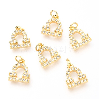Brass Micro Pave Clear Cubic Zirconia Charms ZIRC-O036-30G-I-1