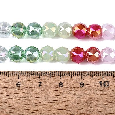 Electroplate Imitation Jade & Opaque & Transparent Glass Beads Strands EGLA-Q135-8MM-A07-1